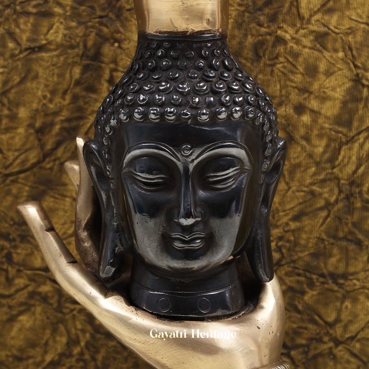 Brass Buddha Candle Stand in Black Finish – Elegant Serenity and Calming Light | Gayatri Heritage - Gayatri Heritage