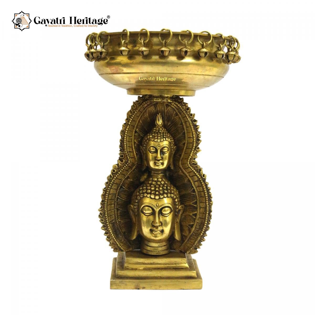 Brass Buddha Head Urli Showpiece – Symbol of Serenity and Enlightenment | Gayatri Heritage - Gayatri Heritage