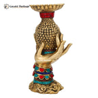 Brass Buddha Showpiece Candle Stand with Stone Work – Timeless Peace and Elegance | Gayatri Heritage - Gayatri Heritage
