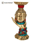 Brass Buddha Showpiece Candle Stand with Stone Work – Timeless Peace and Elegance | Gayatri Heritage - Gayatri Heritage