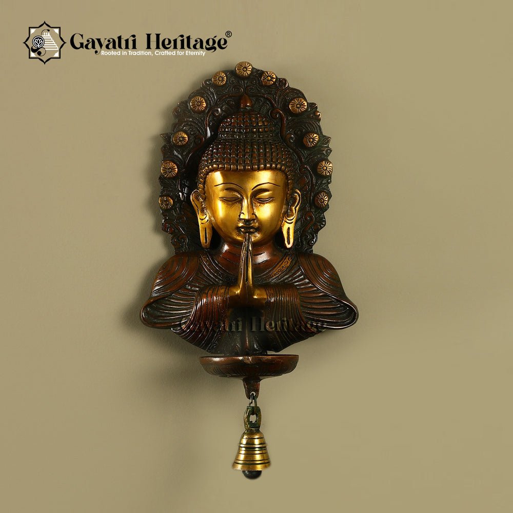 Brass Buddha Wall Hanging – Embodiment of Calm and Spirituality | Gayatri Heritage - Gayatri Heritage
