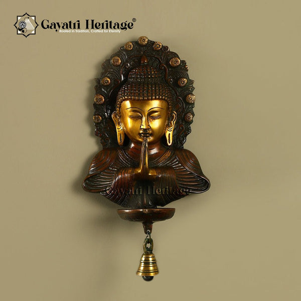 Brass Buddha Wall Hanging – Embodiment of Calm and Spirituality | Gayatri Heritage - Gayatri Heritage