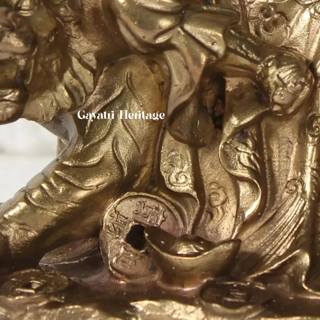 Brass Caishan King Statue Sitting on Lion – Symbol of Strength and Royalty | Gayatri Heritage - Gayatri Heritage