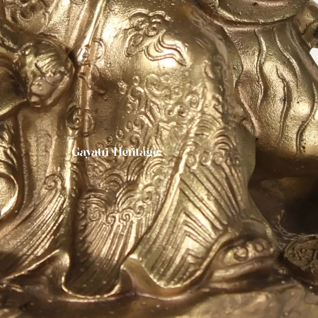 Brass Caishan King Statue Sitting on Lion – Symbol of Strength and Royalty | Gayatri Heritage - Gayatri Heritage