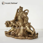Brass Caishan King Statue Sitting on Lion – Symbol of Strength and Royalty | Gayatri Heritage - Gayatri Heritage