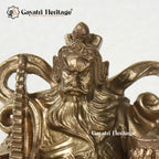 Brass Caishan King Statue Sitting on Lion – Symbol of Strength and Royalty | Gayatri Heritage - Gayatri Heritage