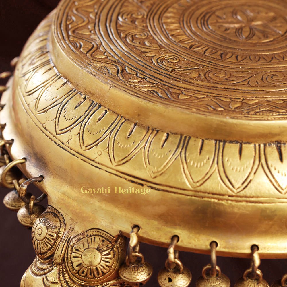 Brass Chowki with Hanging Ghungroo – Traditional Elegance and Musical Charm | Gayatri Heritage - Gayatri Heritage