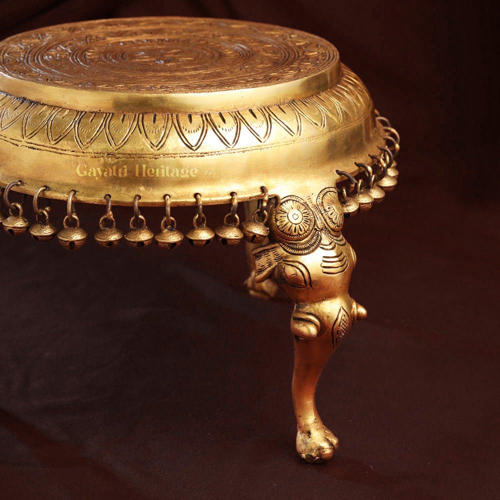Brass Chowki with Hanging Ghungroo – Traditional Elegance and Musical Charm | Gayatri Heritage - Gayatri Heritage