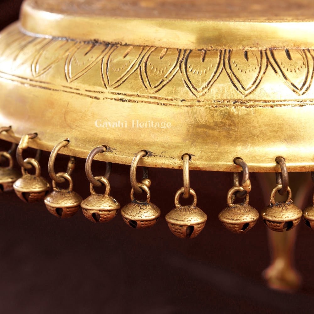 Brass Chowki with Hanging Ghungroo – Traditional Elegance and Musical Charm | Gayatri Heritage - Gayatri Heritage