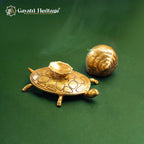 Brass Conch on Tortoise – Symbol of Prosperity and Spiritual Harmony | Gayatri Heritage - Gayatri Heritage