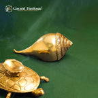Brass Conch on Tortoise – Symbol of Prosperity and Spiritual Harmony | Gayatri Heritage - Gayatri Heritage