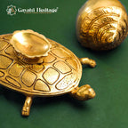 Brass Conch on Tortoise – Symbol of Prosperity and Spiritual Harmony | Gayatri Heritage - Gayatri Heritage