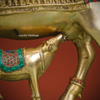 Brass Cow and Calf in Stone Work – Divine Symbol of Motherhood and Prosperity | Gayatri Heritage - Gayatri Heritage
