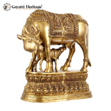 Brass Cow with Calf Statue – Symbol of Nurturing, Prosperity, and Sacred Blessings | Gayatri Heritage - Gayatri Heritage