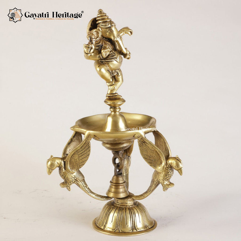 Brass Dancing Ganesha Diya – Divine Light and Dance of Joy | Gayatri Heritage - Gayatri Heritage