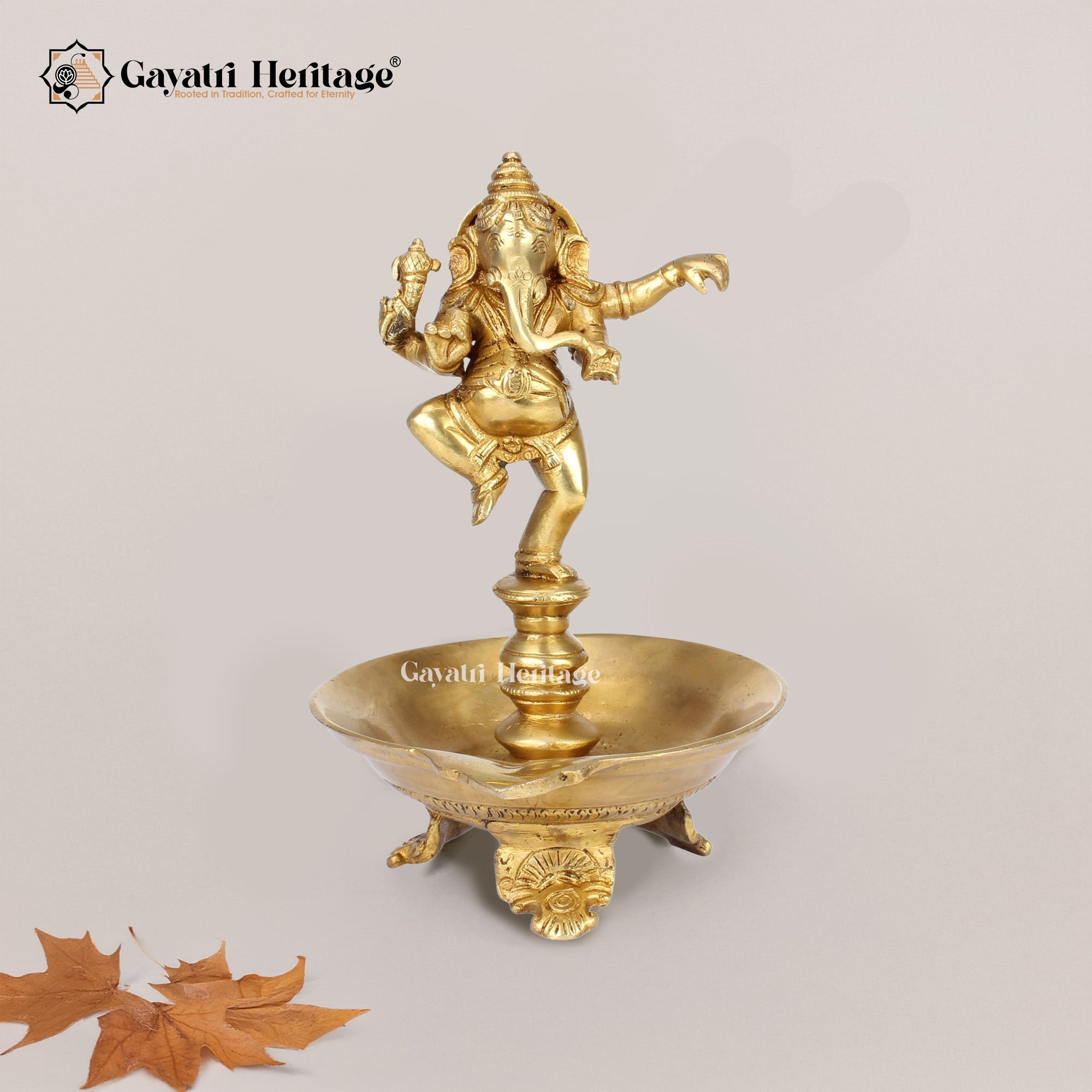 Brass Dancing Ganesha Diya – Divine Light and Dance of Joy | Gayatri Heritage - Gayatri Heritage