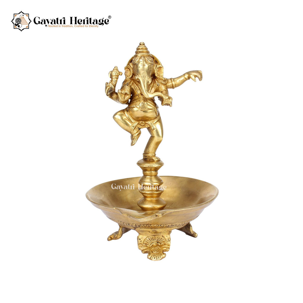Brass Dancing Ganesha Diya – Divine Light and Dance of Joy | Gayatri Heritage - Gayatri Heritage