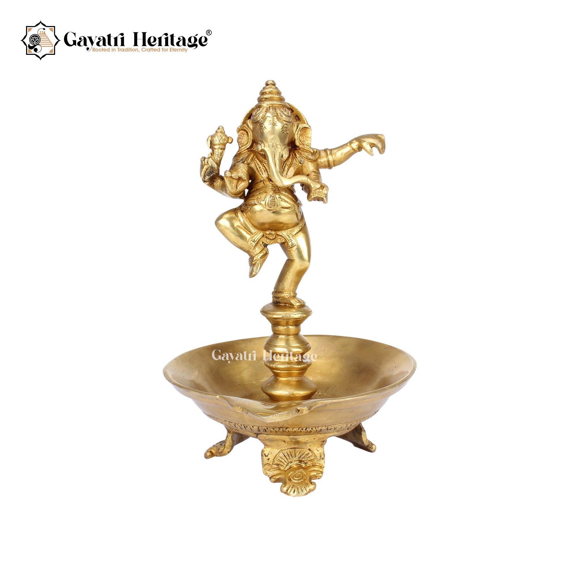 Brass Dancing Ganesha Diya – Divine Light and Dance of Joy | Gayatri Heritage - Gayatri Heritage