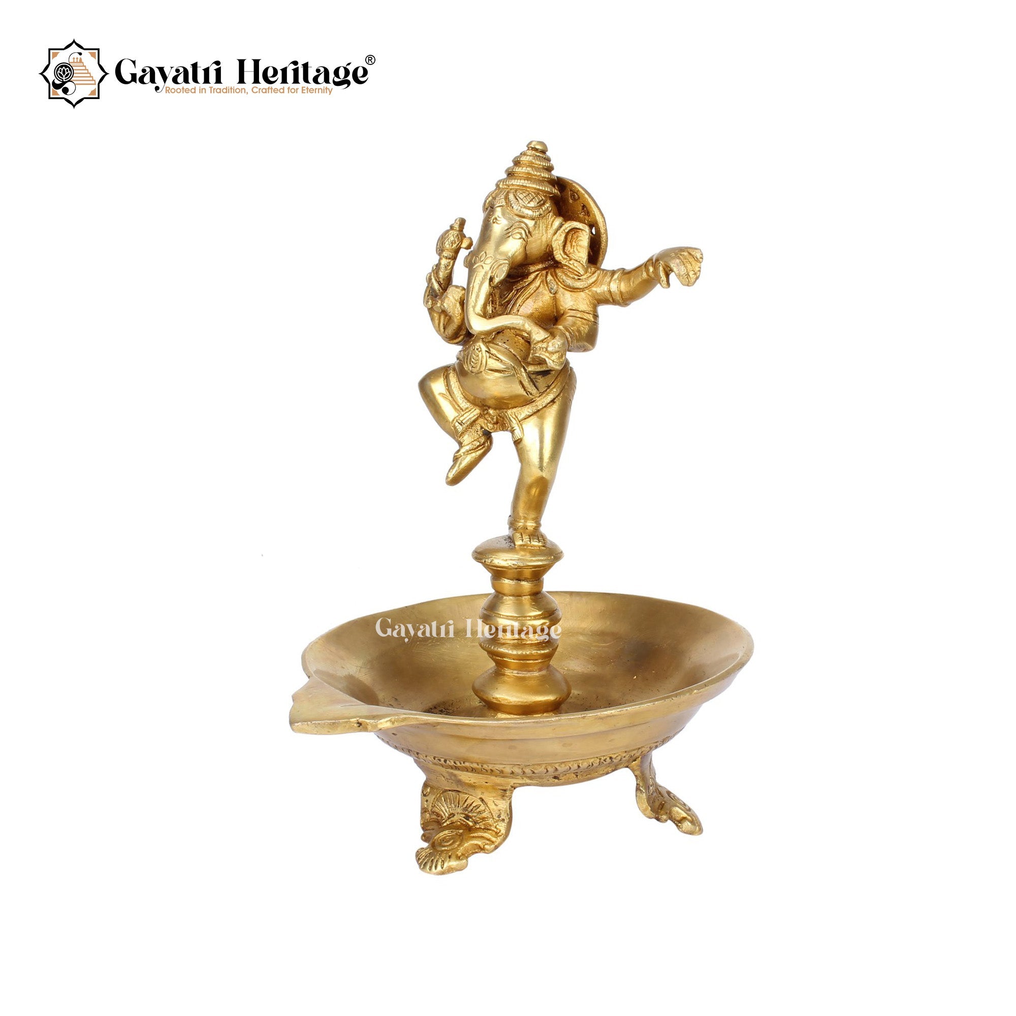 Brass Dancing Ganesha Diya – Divine Light and Dance of Joy | Gayatri Heritage - Gayatri Heritage
