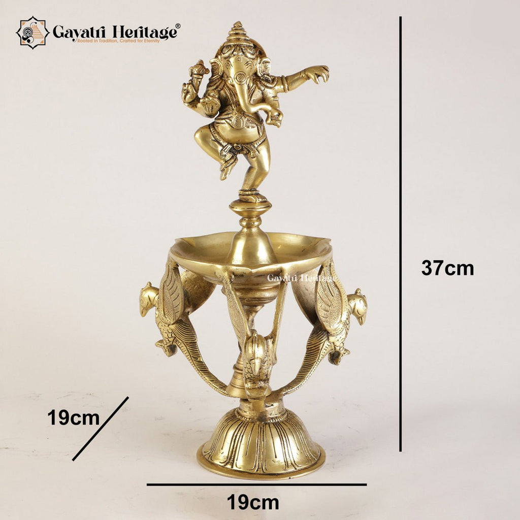Brass Dancing Ganesha Diya – Divine Light and Dance of Joy | Gayatri Heritage - Gayatri Heritage