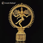 Brass Dancing Natraj Sculpture in Gold Finish – Divine Dance of Cosmic Energy | Gayatri Heritage - Gayatri Heritage