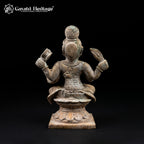 Antique Brass Durga Idol | Vintage Four-Armed Seated Goddess Statue
