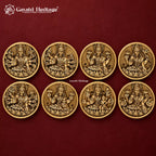 Brass Ashtalakshmi Wall Plaques, Set of 8 Goddess Lakshmi Forms, Handcrafted Pooja Room & Temple Wall Decor,