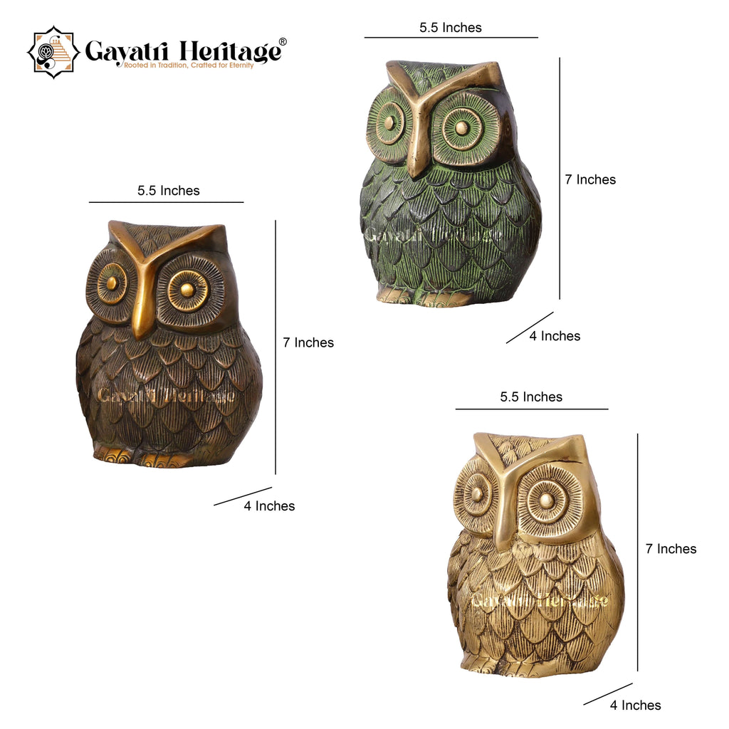 Brass Vintage Owl Statue – Timeless Wisdom in Brass | Gayatri Heritage