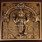 Brass Vishnu Dashavatar Wall Hanging Plate | Handcrafted Engraved Round Brass Wall Decor