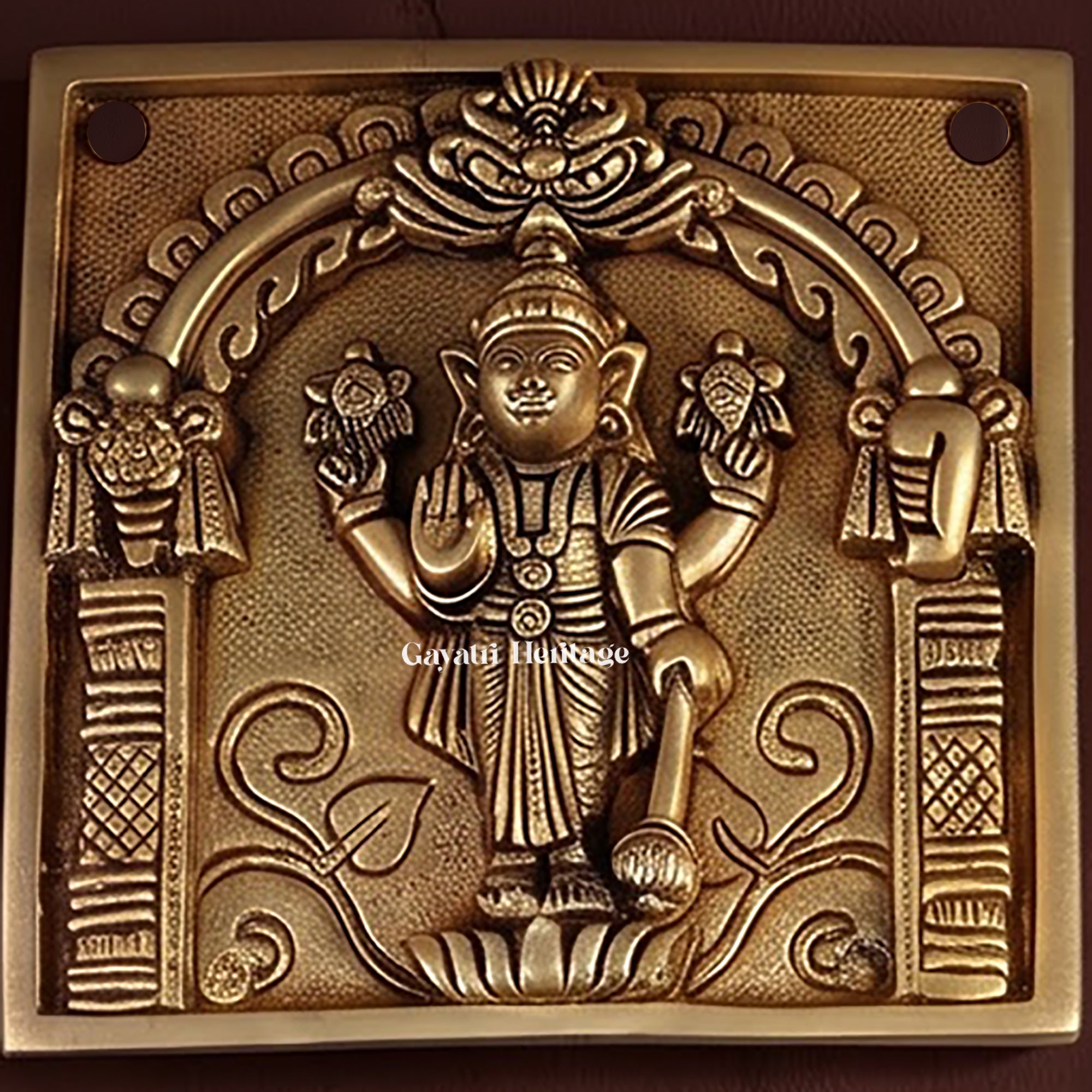 Brass Vishnu Dashavatar Wall Hanging Plate | Handcrafted Engraved Round Brass Wall Decor