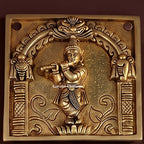 Brass Vishnu Dashavatar Wall Hanging Plate | Handcrafted Engraved Round Brass Wall Decor