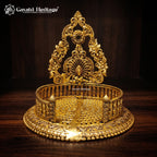 Brass Singhasan Deity Throne | Antique Gold Idol Seat for Hindu Temple Decor