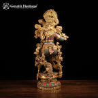 Brass Krishna Playing Flute – Divine Musical Elegance | Gayatri Heritage