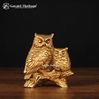 Pure Brass Vastu Owl Pair Showpiece | Wealth & Prosperity Decor