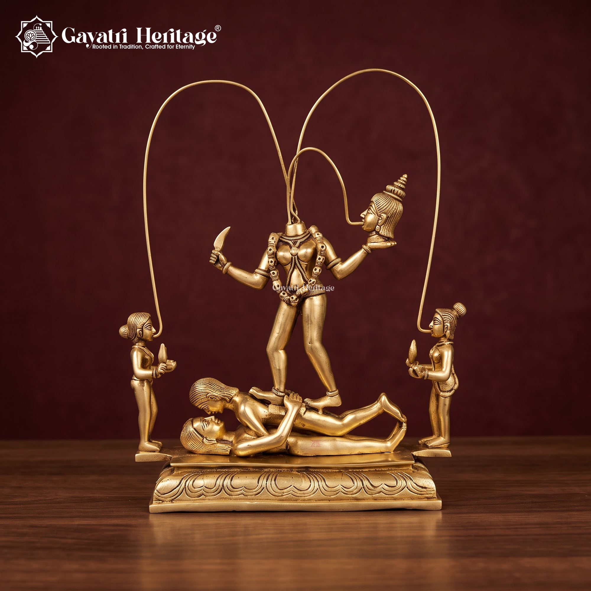 Brass Chinnamasta Idol | Hindu Mahavidya Goddess Statue | Handmade Tantric Deity Sculpture