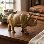 Brass Rhino Statue – Textured Solid Brass Rhinoceros Figurine Gayatri Heritage