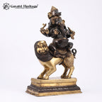 Brass Panchmukhi Ganesha Seated on Lion | Heramba Ganesh Idol  Gayatri Heritage