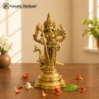 Brass Murugan Idol with Peacock – 8.5 Inch Kartikeya Statue | Gayatri Heritage