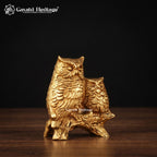 Pure Brass Vastu Owl Pair Showpiece | Wealth & Prosperity Decor