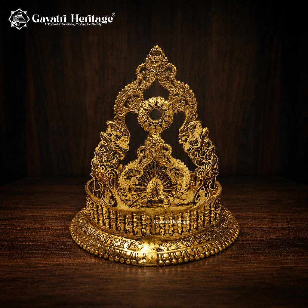 Brass Singhasan Deity Throne | Antique Gold Idol Seat for Hindu Temple Decor