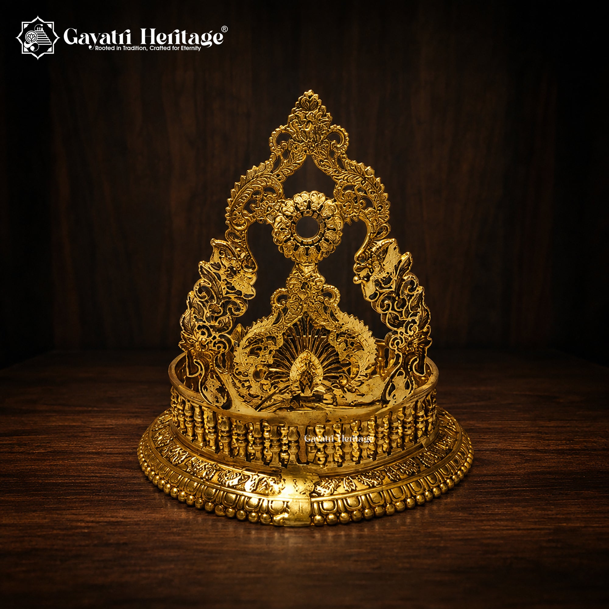 Brass Singhasan Deity Throne | Antique Gold Idol Seat for Hindu Temple Decor