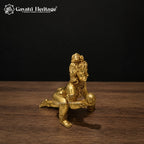 Small Brass Laddu Gopal Idol | Handcrafted Bal Krishna Murti | Krishna Ji Statue | Home Temple Pooja Decor