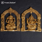 Solid Brass Ashtalakshmi Panel Set of 8 | Carved Temple Arch Goddess Plaques | Pooja Room Wall Decor