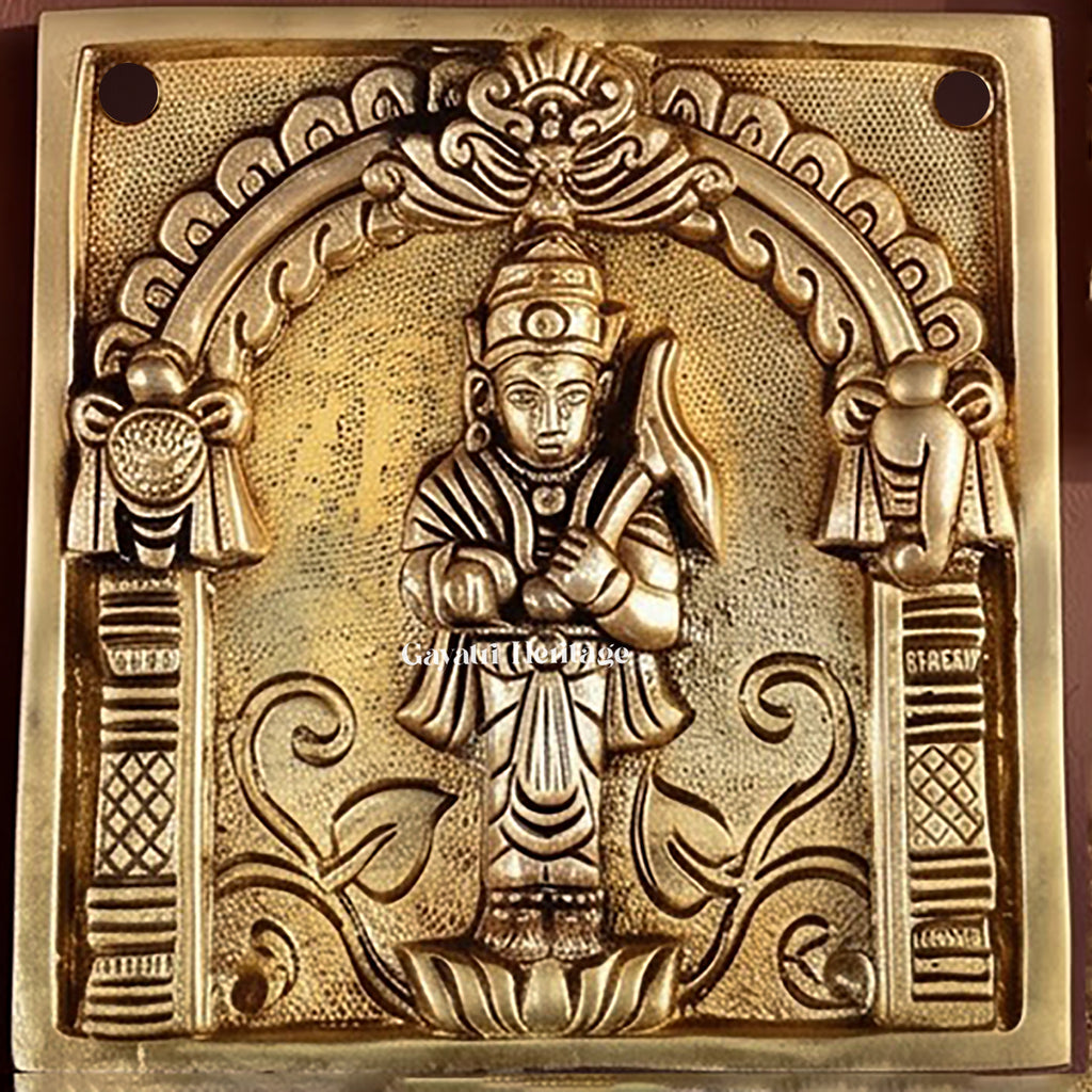 Brass Vishnu Dashavatar Wall Hanging Plate | Handcrafted Engraved Round Brass Wall Decor