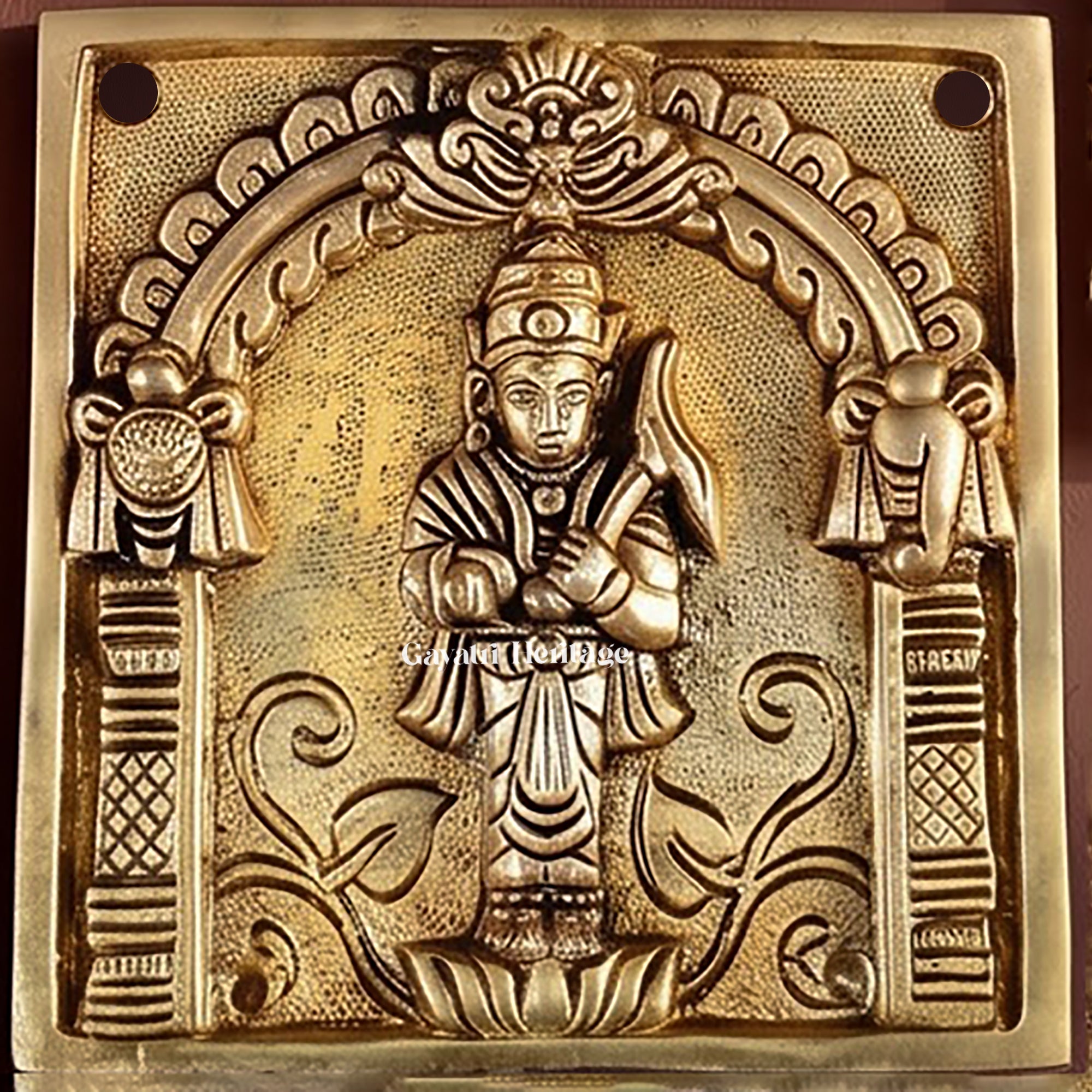 Brass Vishnu Dashavatar Wall Hanging Plate | Handcrafted Engraved Round Brass Wall Decor