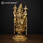 Brass Tirupati Balaji Venkateswara Swami with Lakshmi Idol | 34.5 Inch Handcrafted Brass Statue |