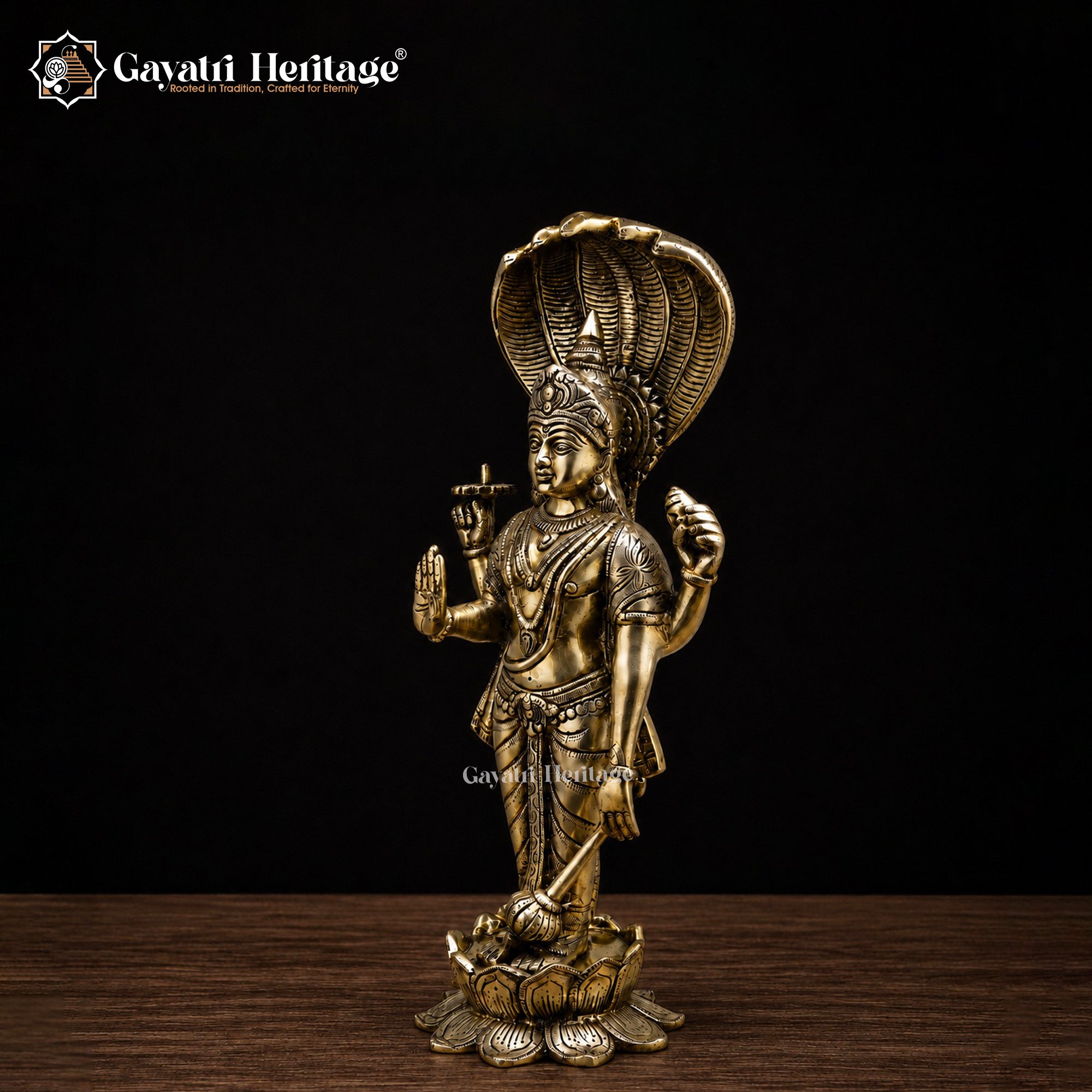 Brass Lord Vishnu Statue | Antique Finish Hindu Sculpture | Pooja Room & Temple Decor