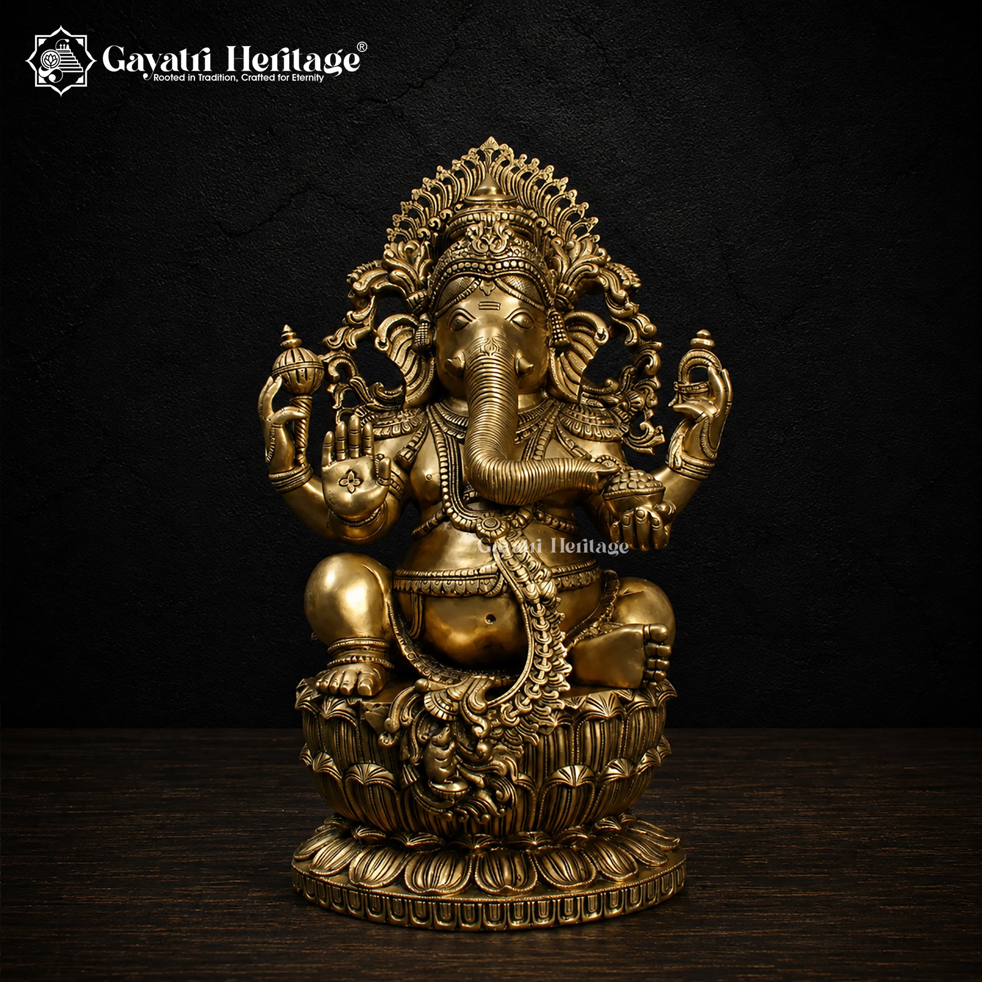 Large Lakshmi Ganesha Saraswati Brass Statue Set | Hindu God & Goddess Idol Trio