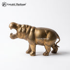 Brass Hippo Statue – Vintage Roaring Hippopotamus Figurine Gayatri Heritage