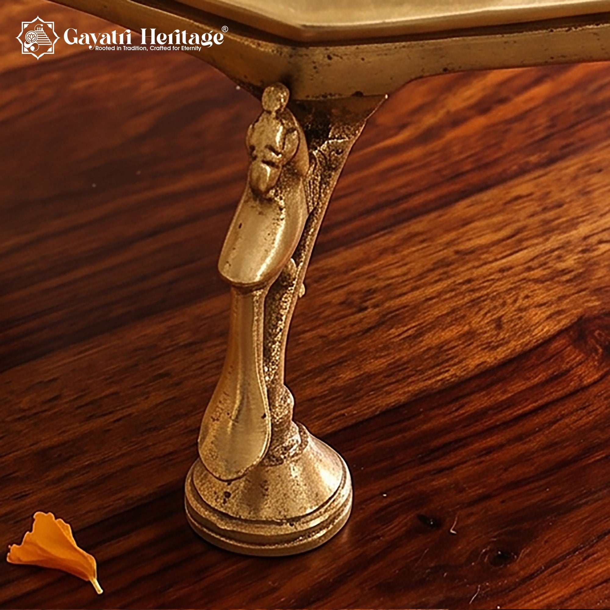 Brass Chowki with Peacock Pillars – Temple Idol Stand | Gayatri Heritage